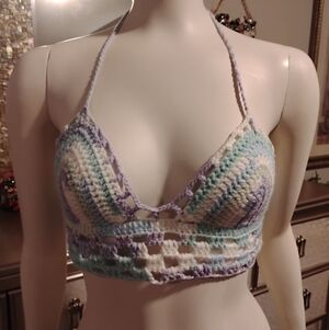 Crochet Rainbow Halter Top